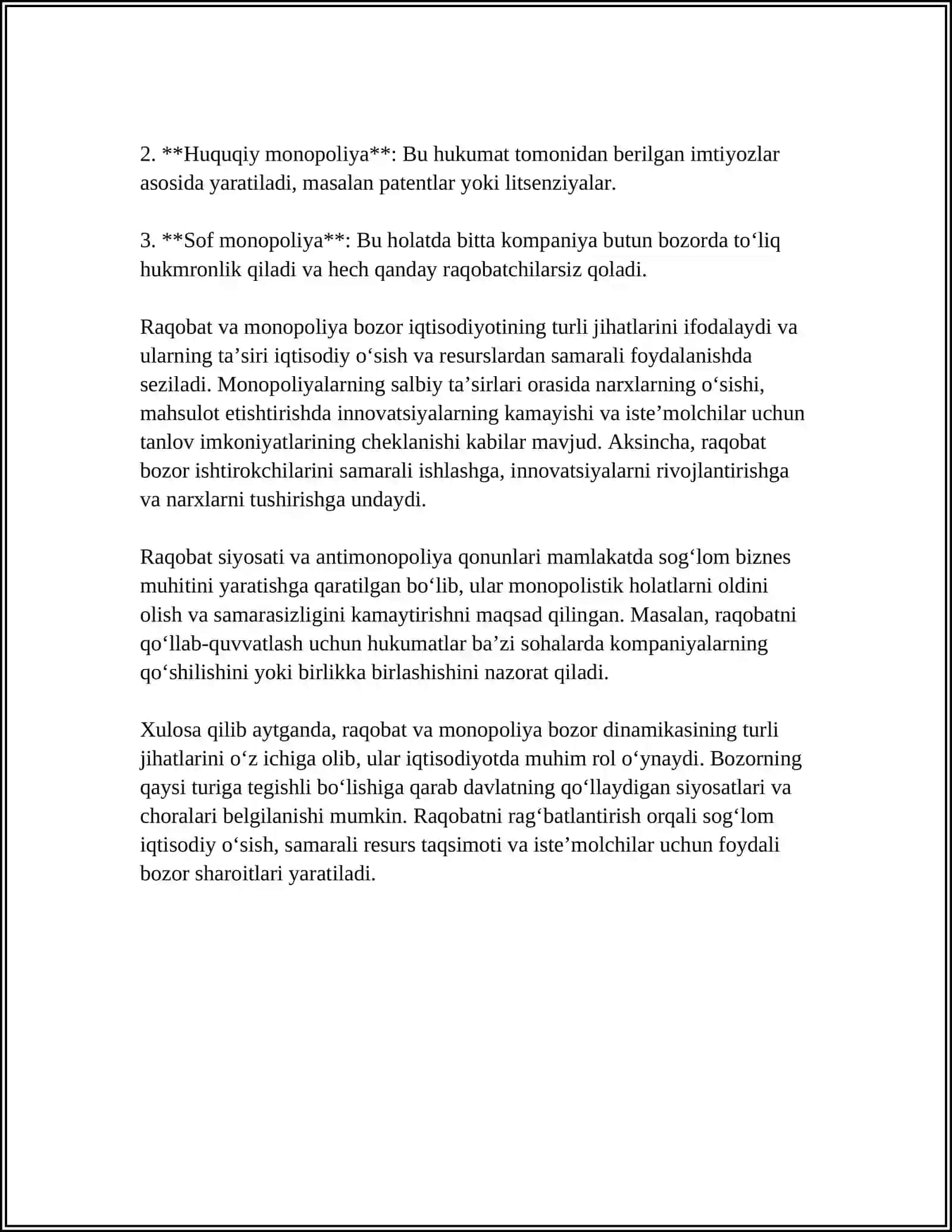 RAQOBAT VA MONOPOLIYA 4