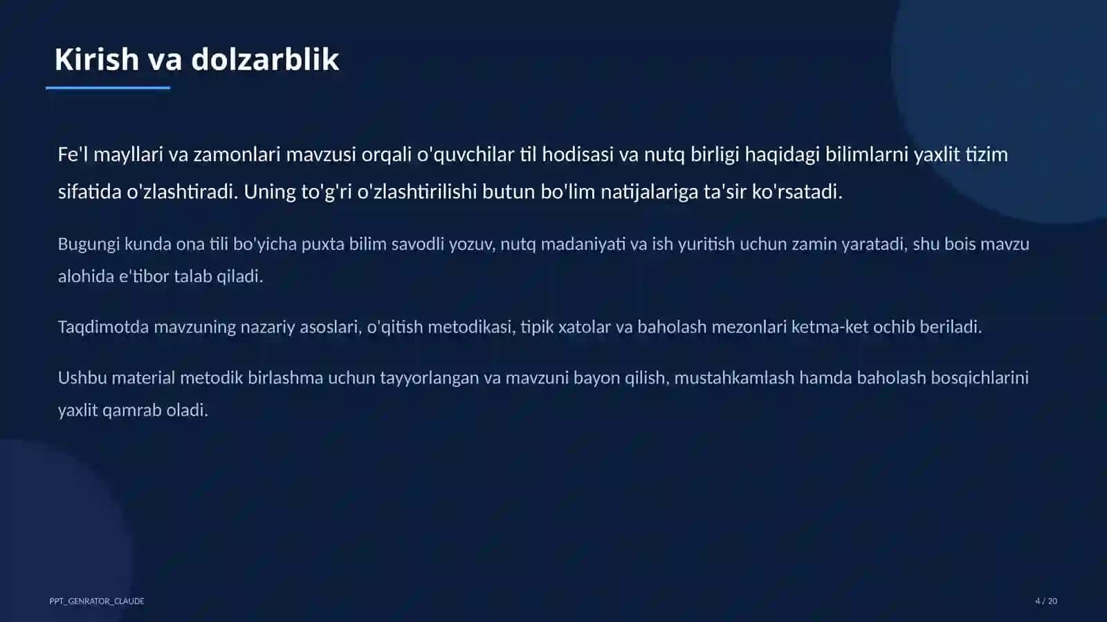 Ona tili (5–11) — metodik birlashma uchun 4