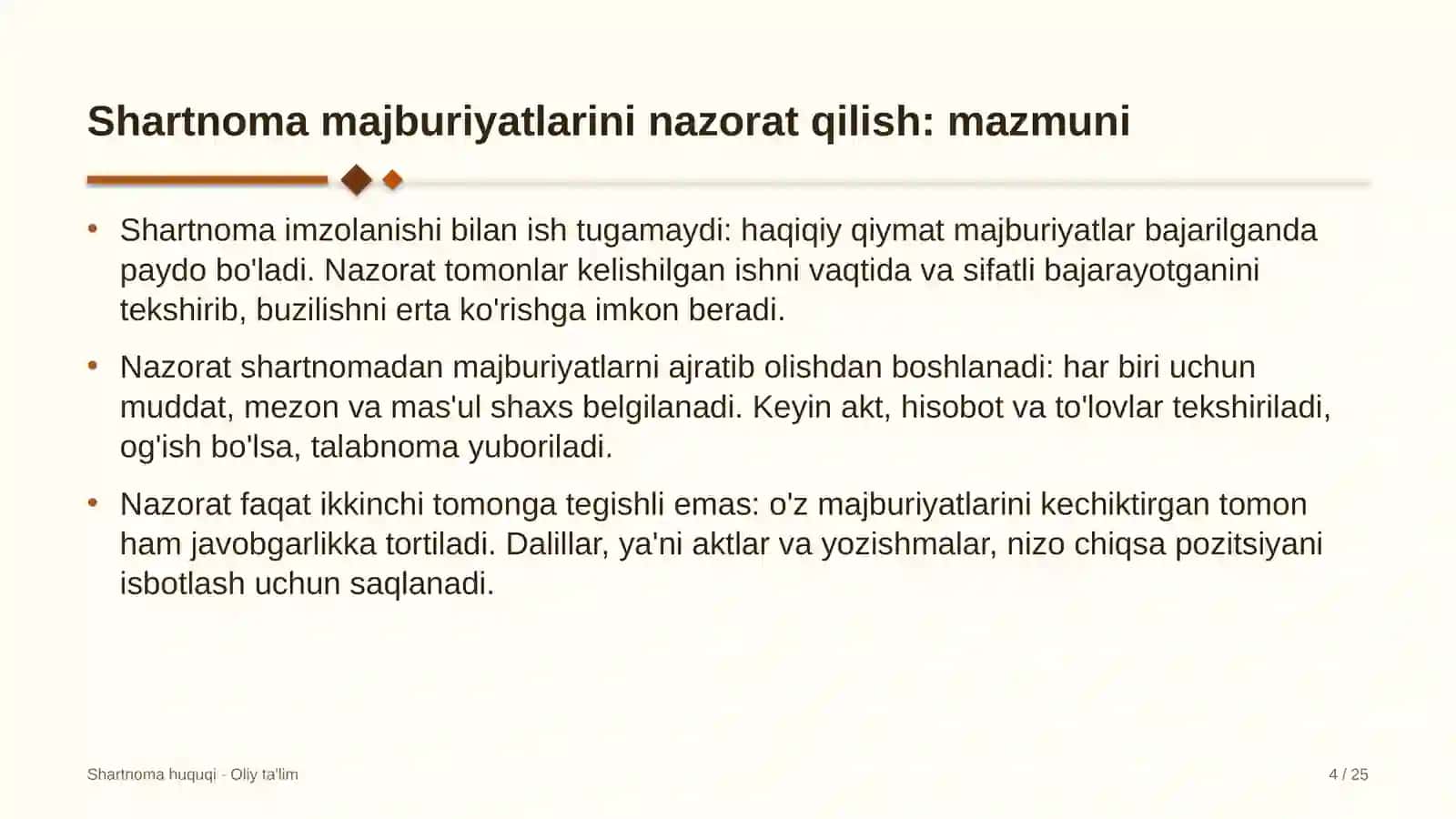 maktabdan tashqari ta'lim muassasalarida shartnoma majburiyatlarini nazorat qilish 1394 4