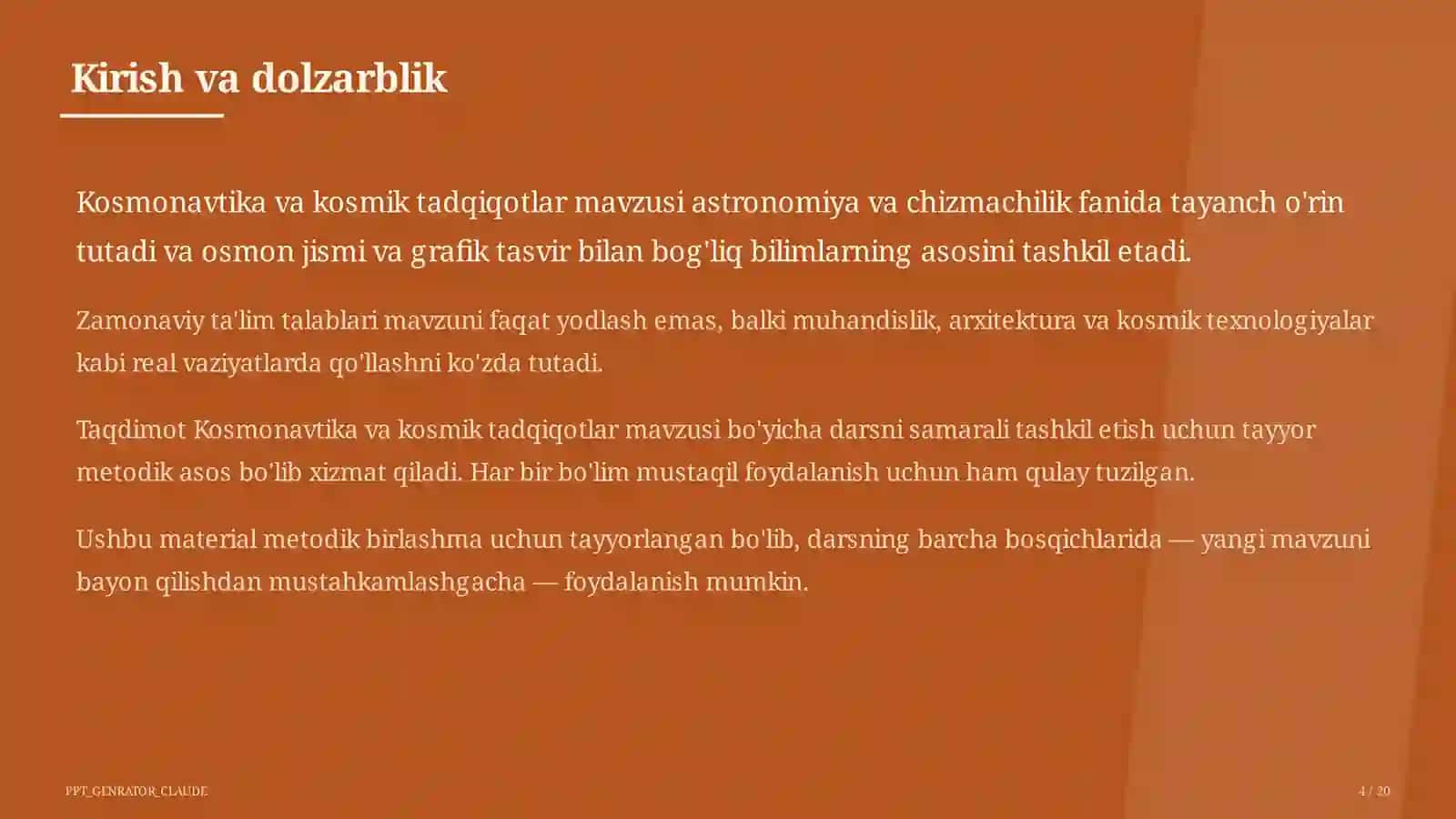 Kosmonavtika va kosmik tadqiqotlar (11-sinf) 4