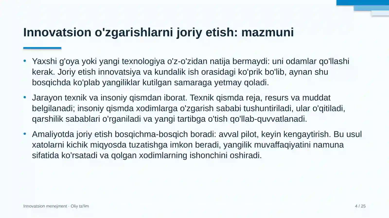 Innovatsion Menejment · Oliy Ta'līm 4