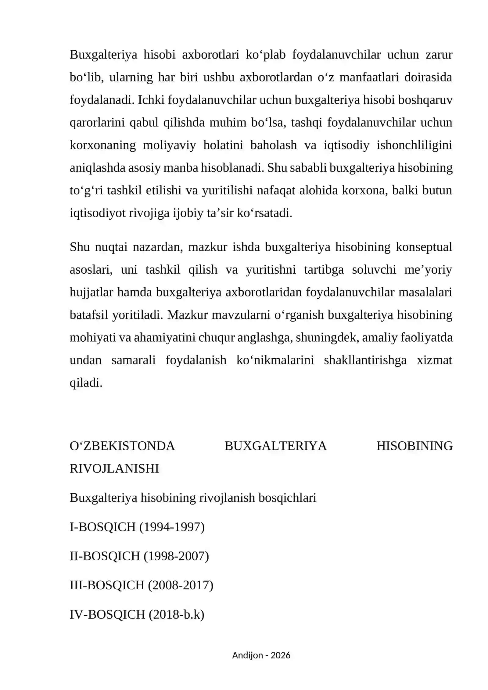 Moliyaviy hisob asoslari faniga kirish. 4
