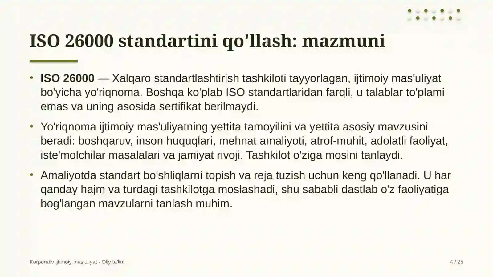 gaz kimyo majmualarida iso 26000 standartini qo'llash 9981 4