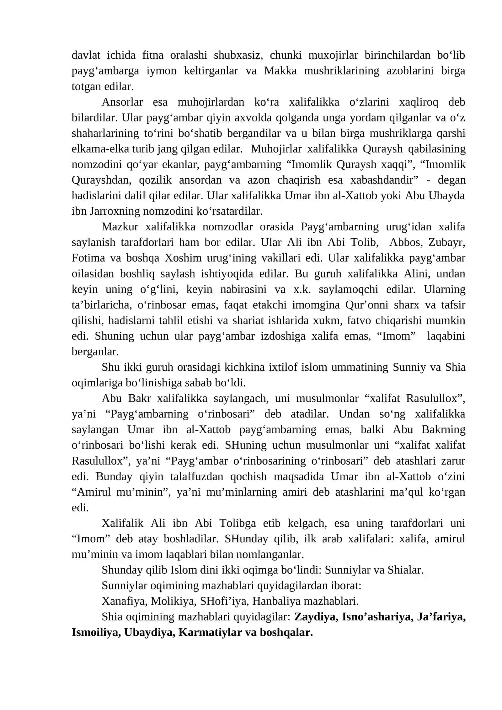 7-mavzu: ISLOM DININING AQIDAVIY YO`NALISHLARI VA MAKTABLARI 4