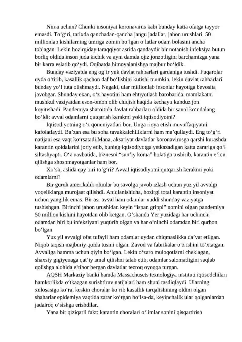 Pandemiya XXI asrning global muammosi va uning oqibatlari 4
