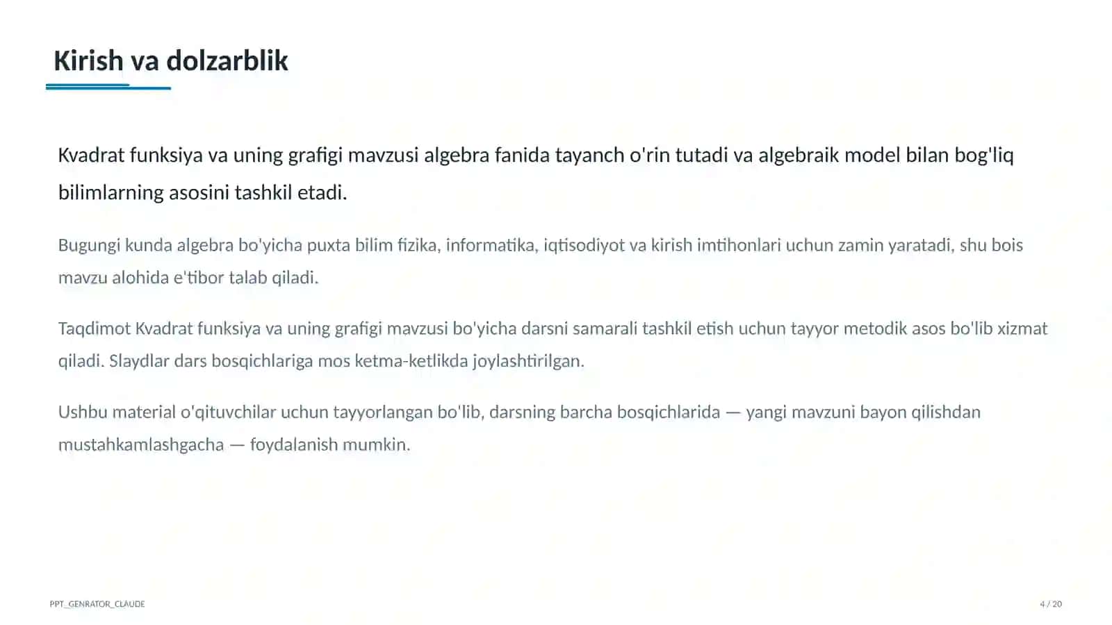 Kvadrat funksiya va uning grafigi (9-sinf) 4