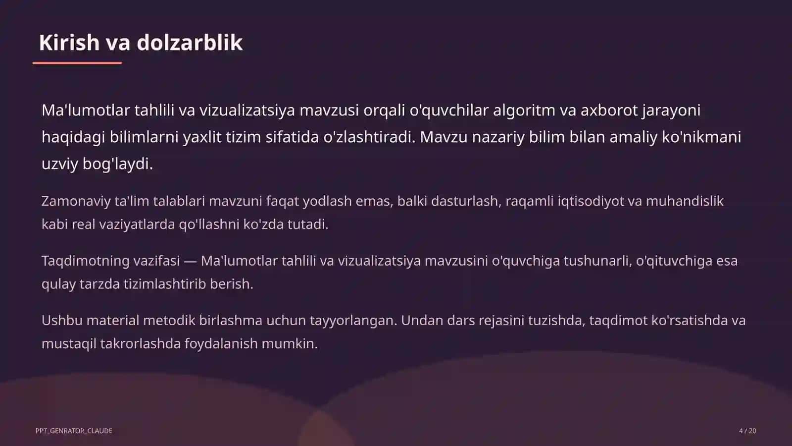 Informatika va axborot texnologiyalari (5–11) — metodik birlashma uchun 4