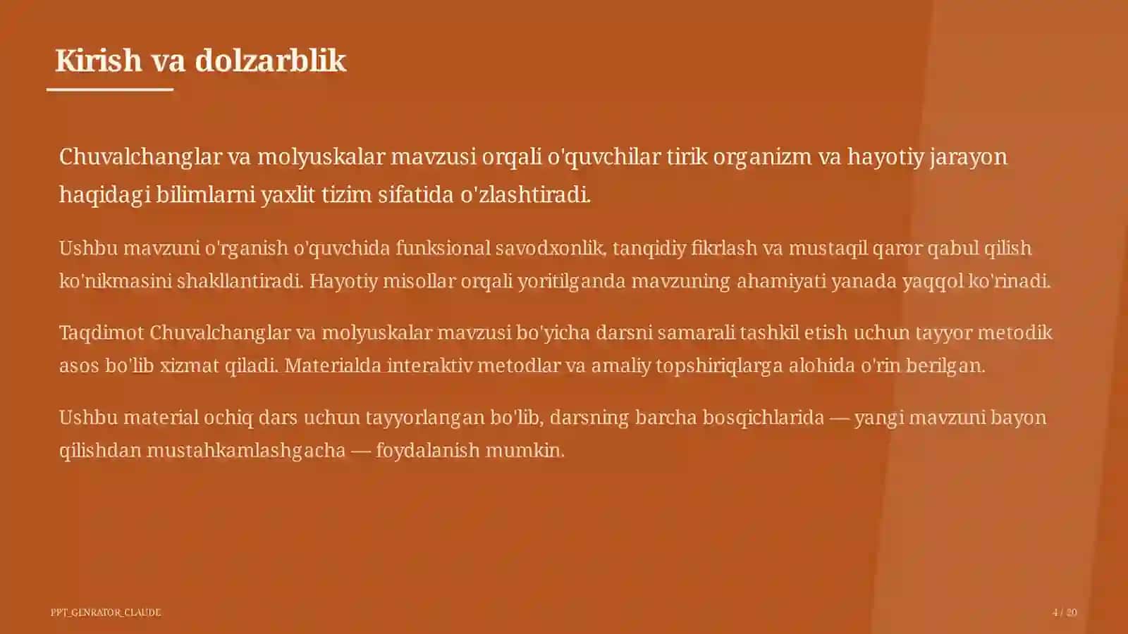 Chuvalchanglar va molyuskalar (7-sinf) 4