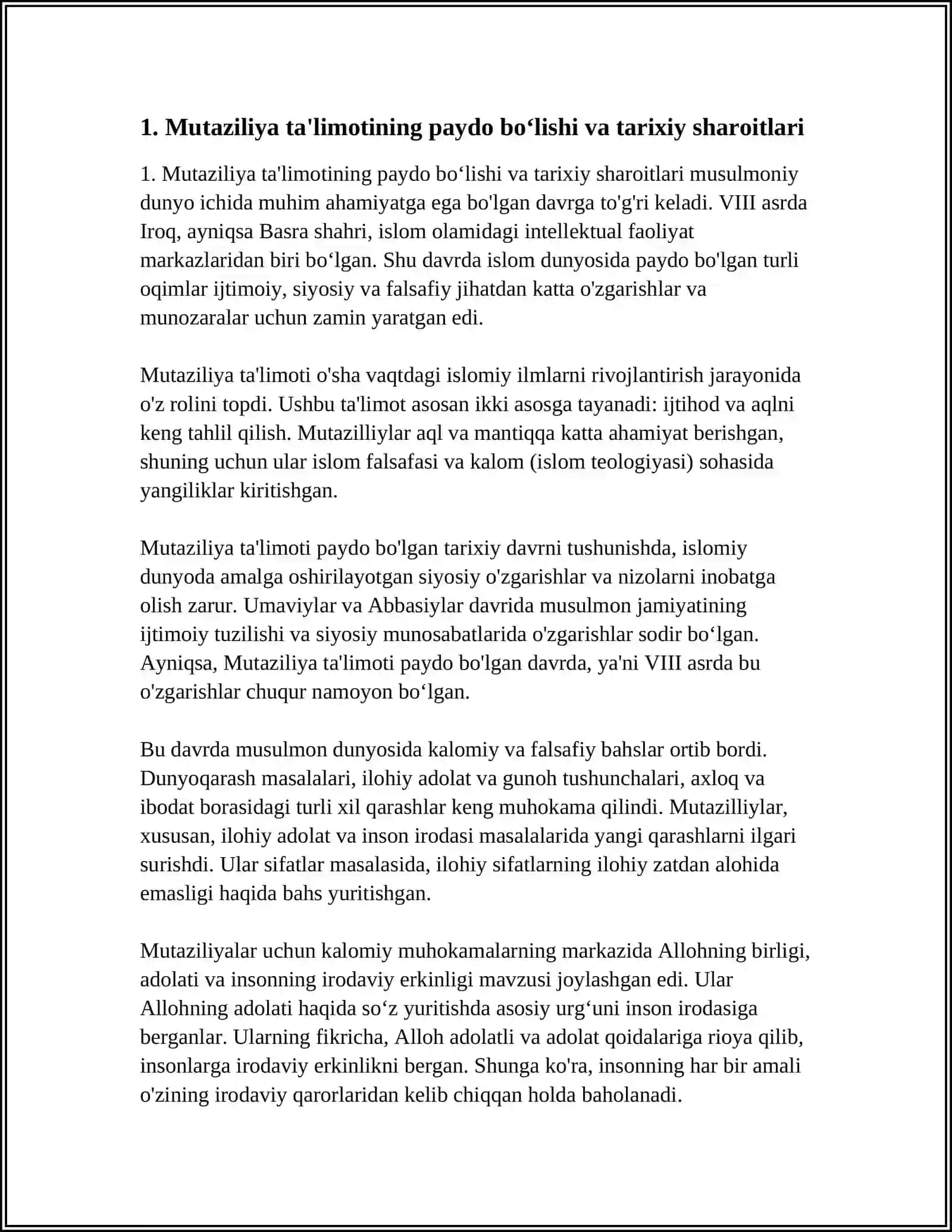 MUTAZILIYA TA’LIMOTINING SHAKLLANISHI VA FALSAFIY TAFAKKUR RIVOJIGA TA’SIRI 4