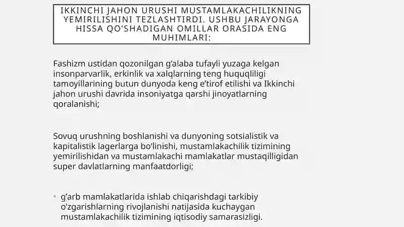 Mustamlakachilik Tizimining Inqirozi 4
