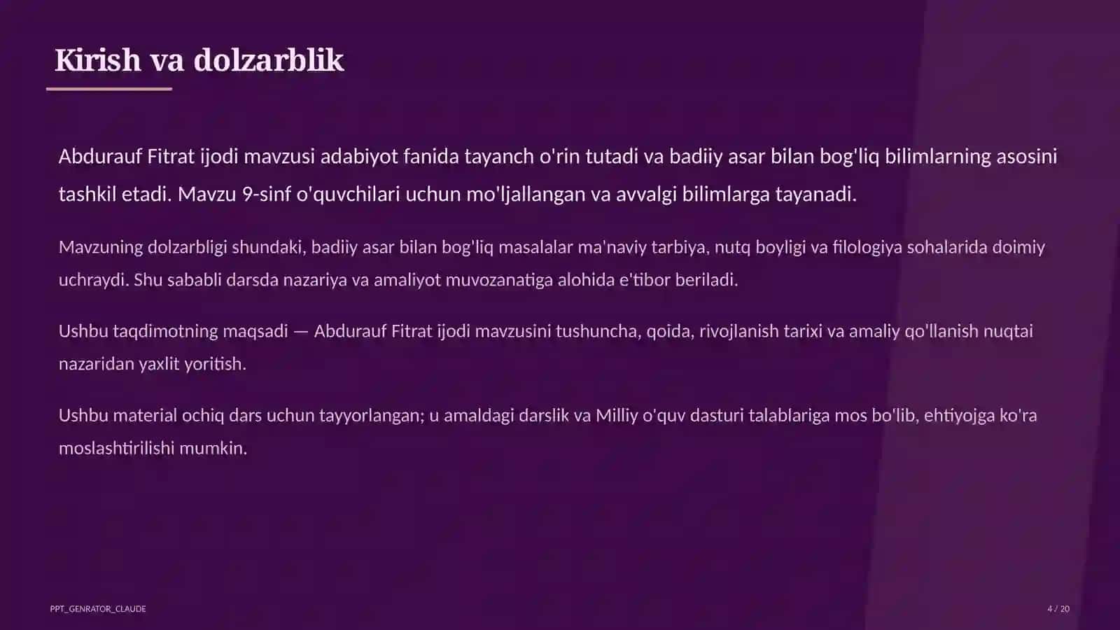 Abdurauf Fitrat ijodi (9-sinf) 4