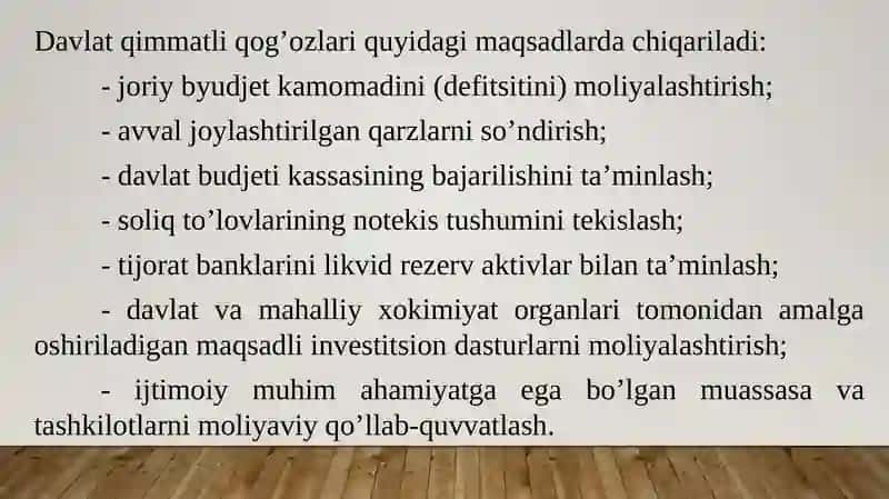 Qimmatli qog’ozlar tasnifi va tavsifi 4