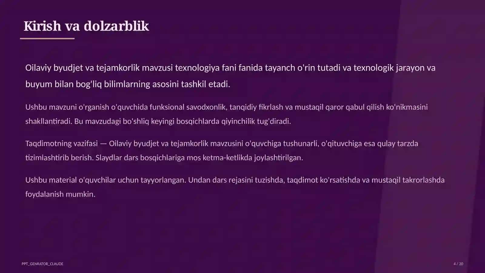 Oilaviy byudjet va tejamkorlik (9-sinf) 4