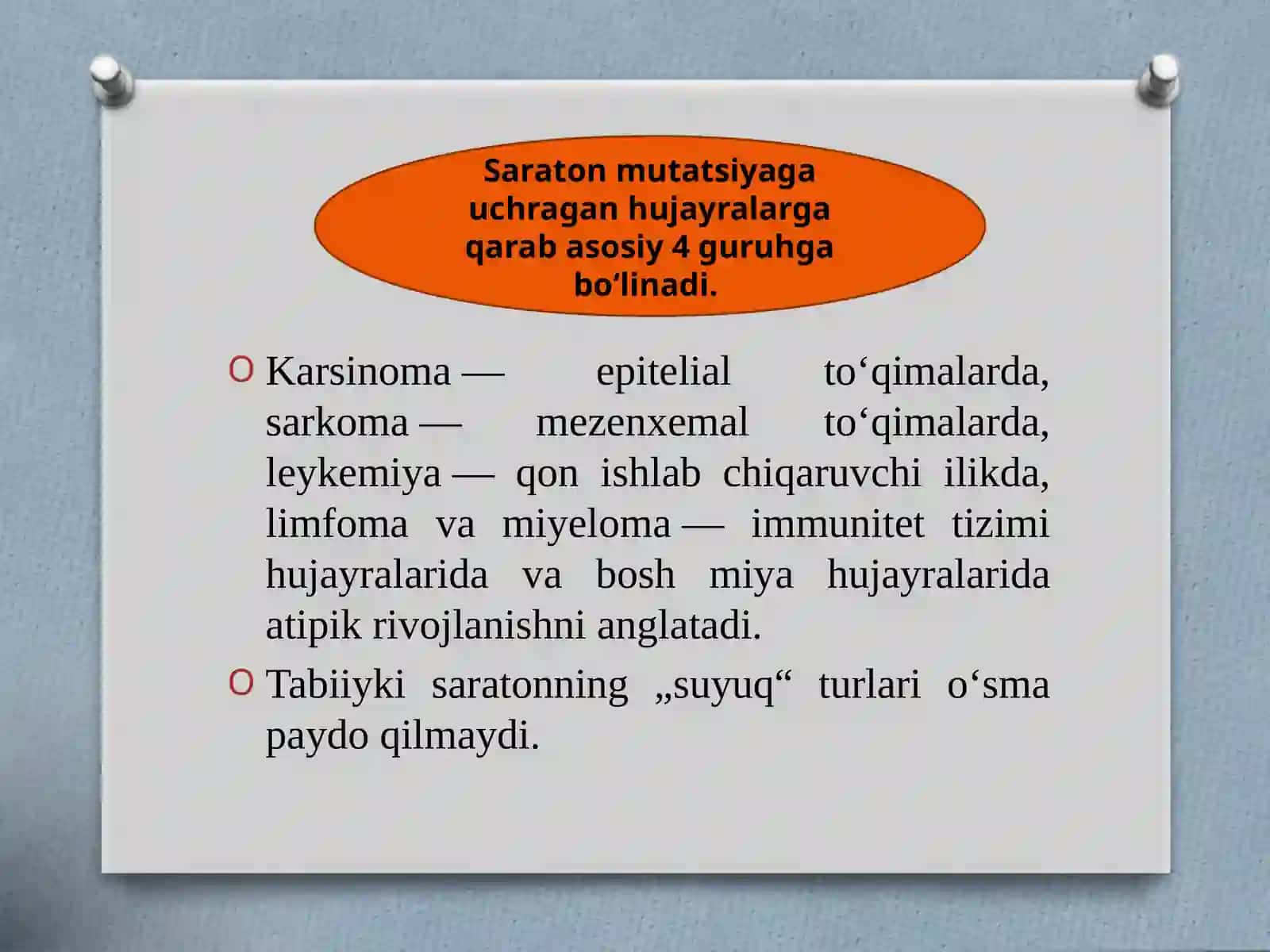 Saraton kasalliklari haqida 4
