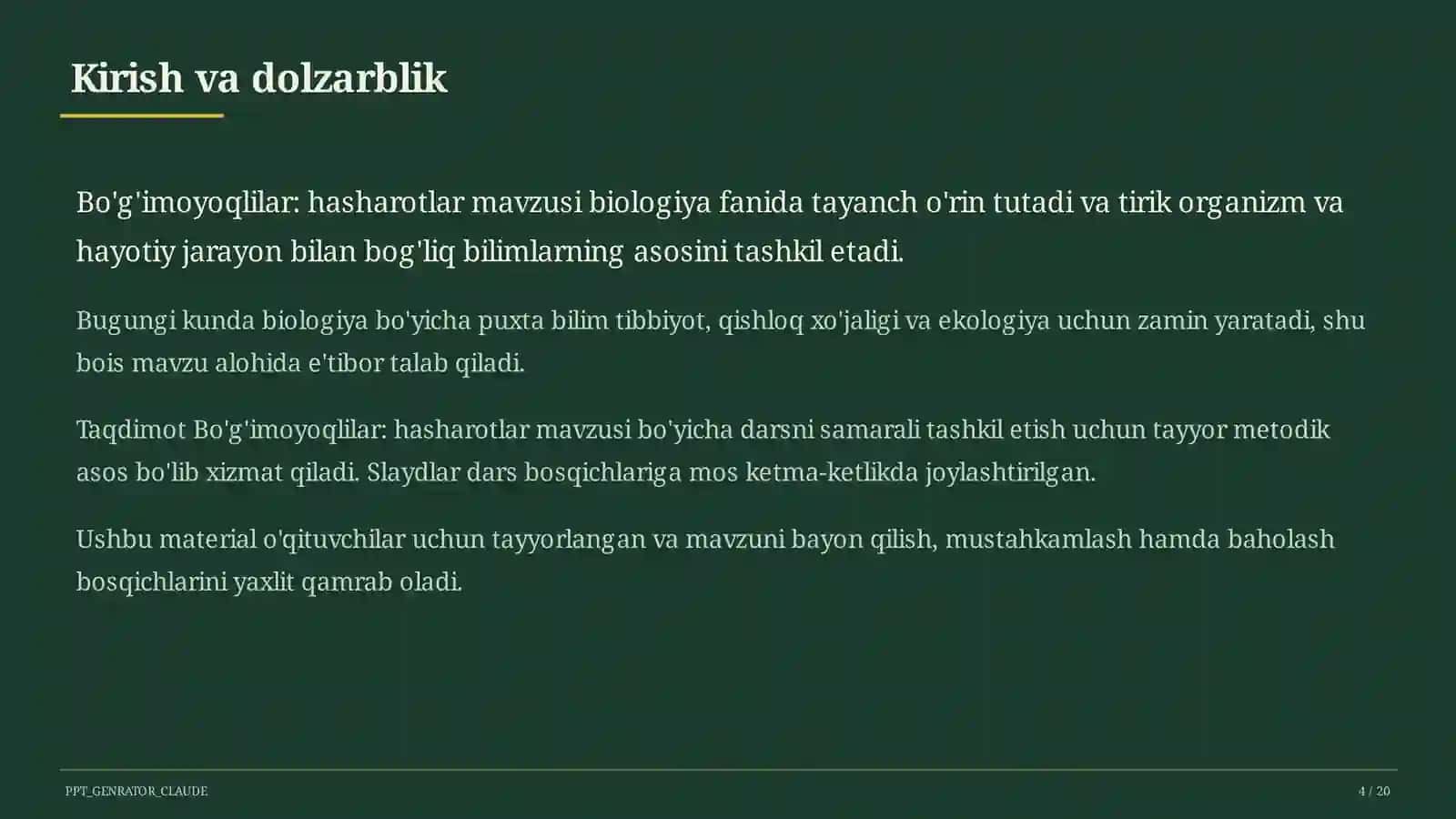 Bo'g'imoyoqlilar: Hasharotlar (7-sinf) 4