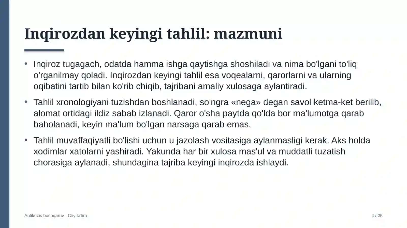 atrof muhitni muhofaza qilish organlarida inqirozdan keyingi tahlilni o'tkazish 2430 4