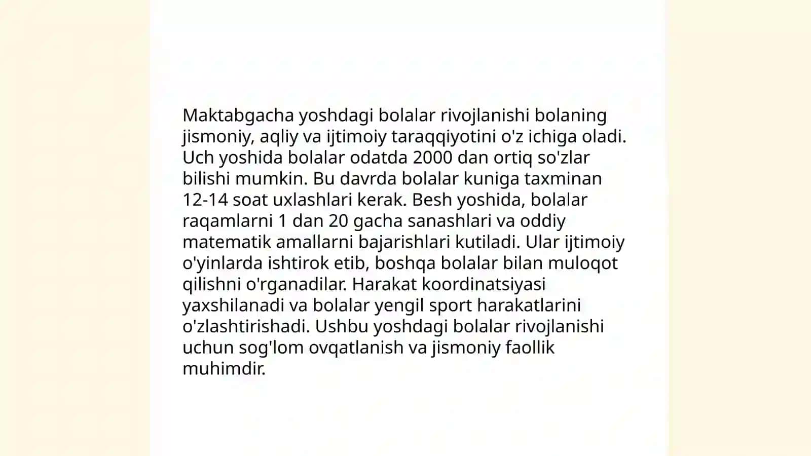 Bolalar rivojlanish xaritasi 4