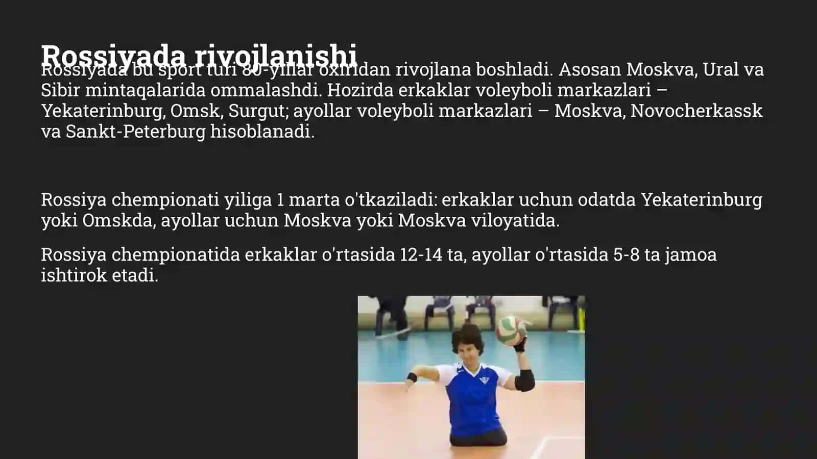 Imkoniyati cheklanganlar uchun o'tirib voleybol o'ynash 4