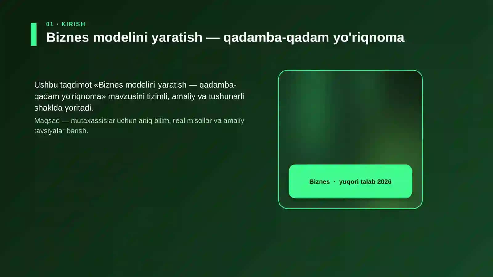 Biznes modelini yaratish — qadamba-qadam yo'riqnoma 4