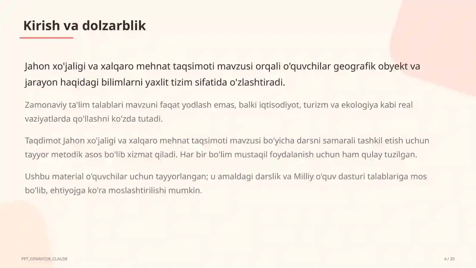 Jahon xo'jaligi va xalqaro mehnat taqsimoti (10-sinf) 4
