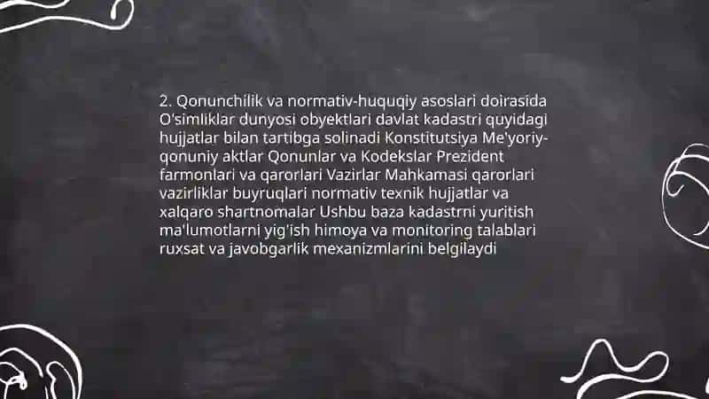 O'simliklar dunyosi obyektlari davlar kadastri 4