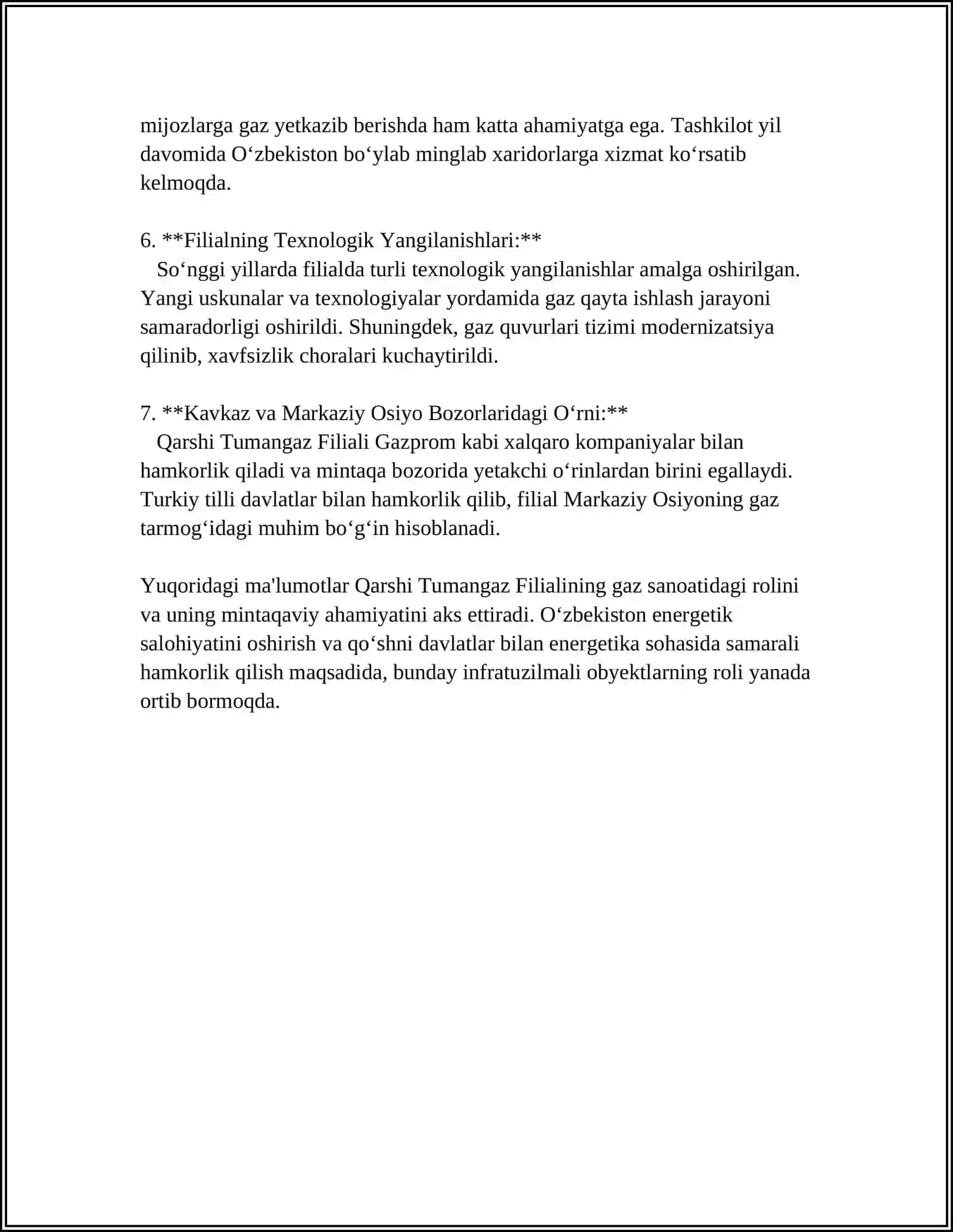 QARSHI TUMANGAZ FILIALI 4