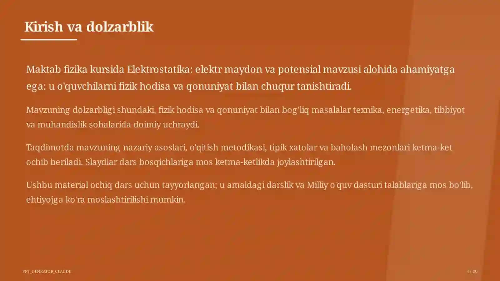 Elektrostatika: elektr maydon va potensial (10-sinf) 4