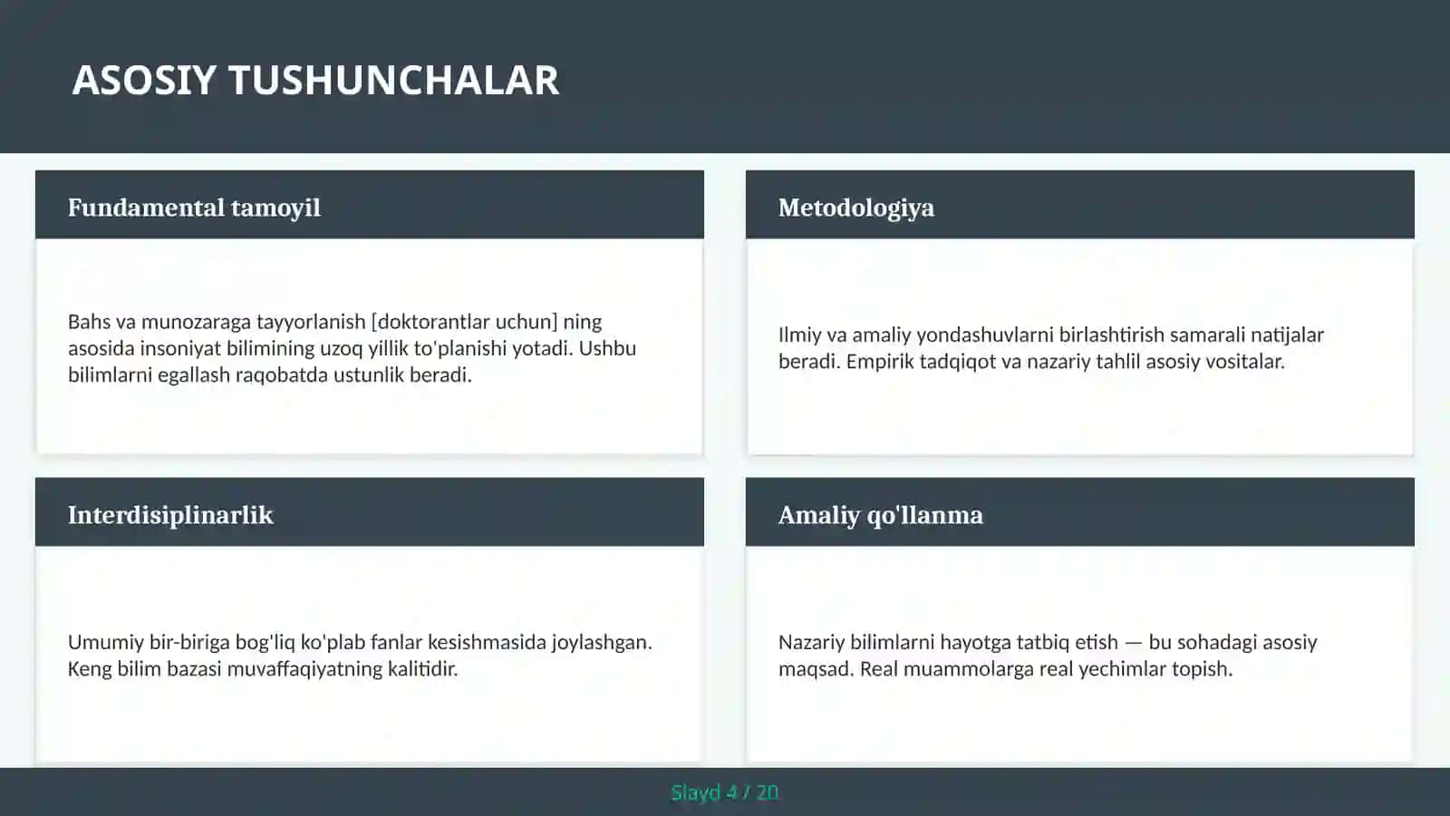 Bahs va munozaraga tayyorlanish [doktorantlar uchun] 4