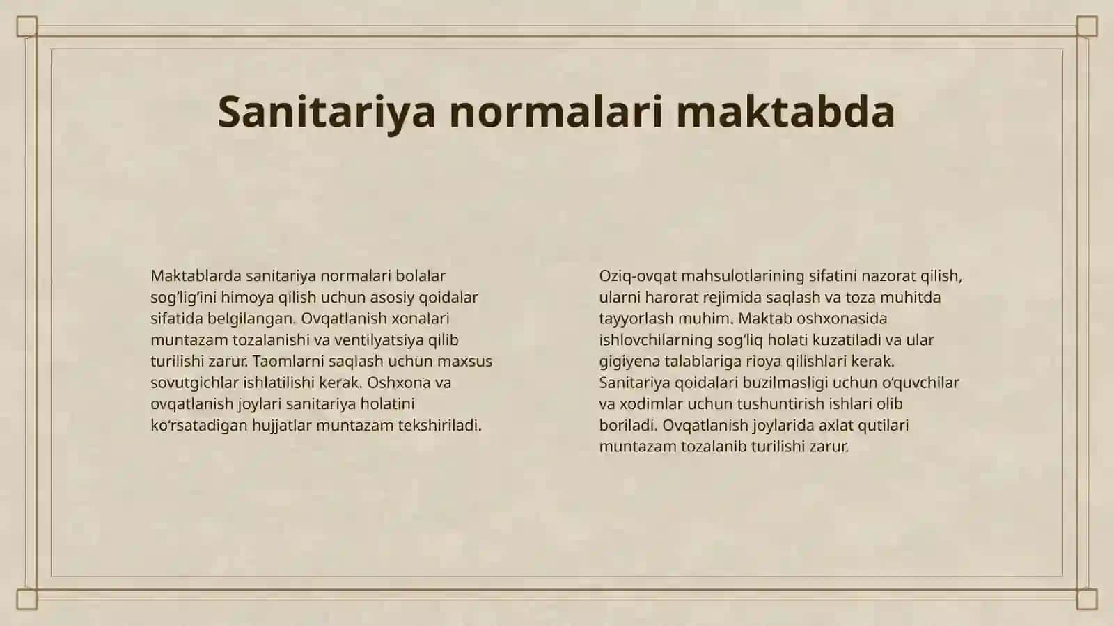 MAKTAB BOLALARNING OVQATLANISHIGA QO'YILADIGAN GIGIYENIK TALABLAR 4