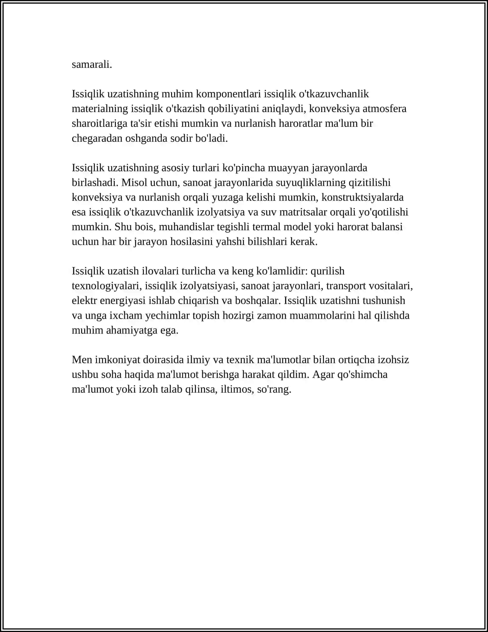 TERMODINAMIK MUVOZANATDA BO’LMAGAN TIZIMLARDA KO’CHISH HODISALARI 4