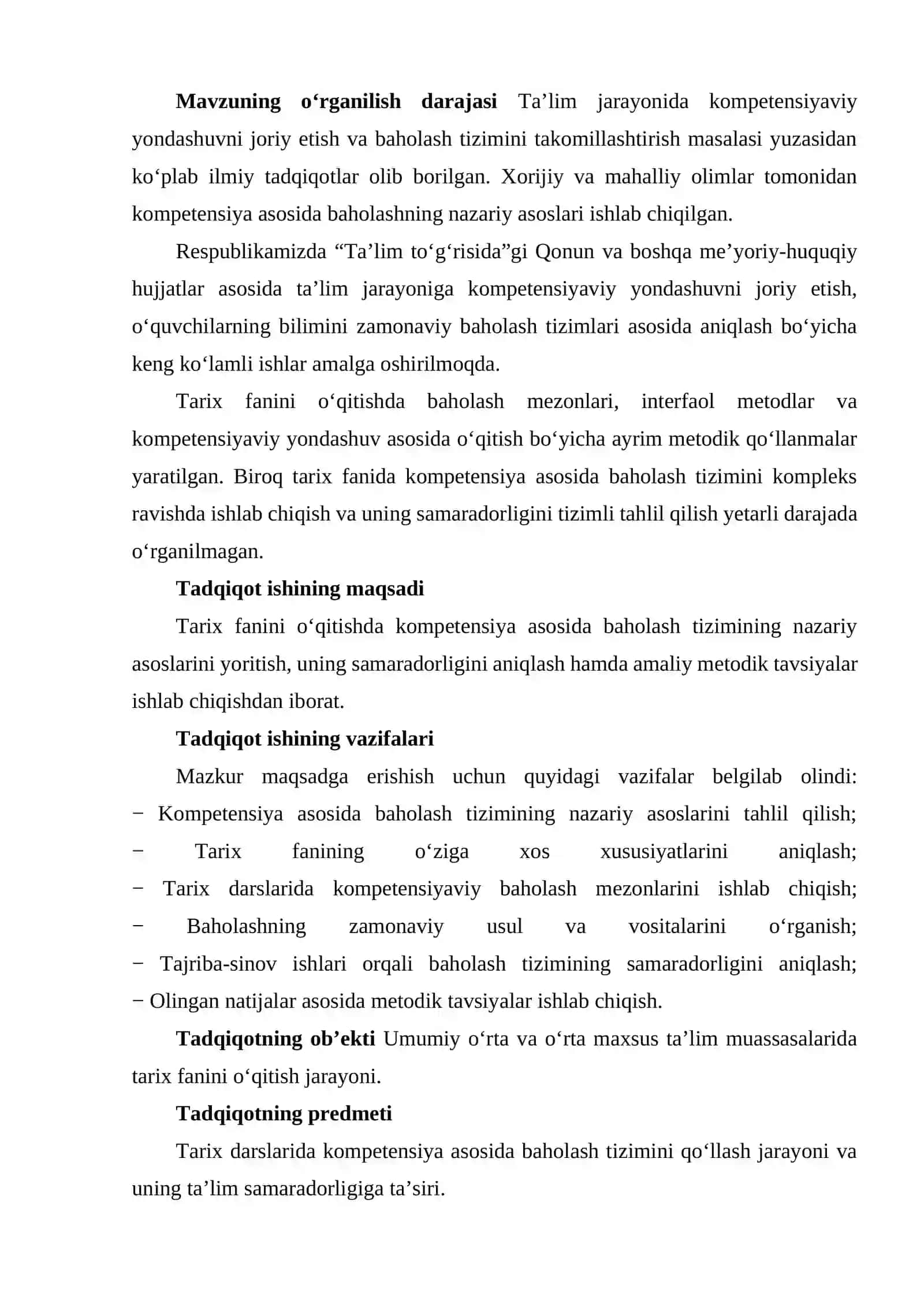 Tarix oʻqitishda kompetensiya asosida baholash tizimini ishlab chiqarish 4