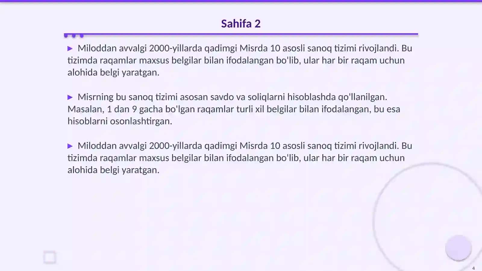 Sanoq sestemalari haqida tarixiy ma'lumotlar 4