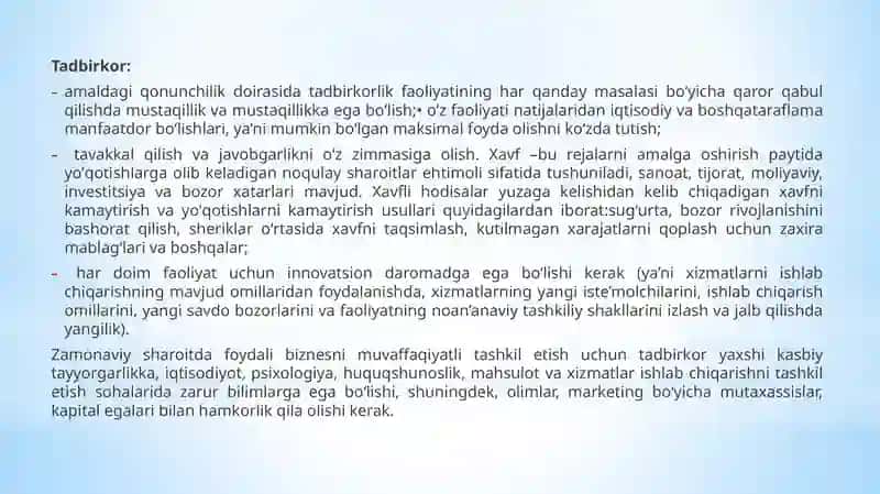 TURIZMDA TADBIRKORLIK VA TIJORAT FAOLIYATINIIG ASOSLARI 4
