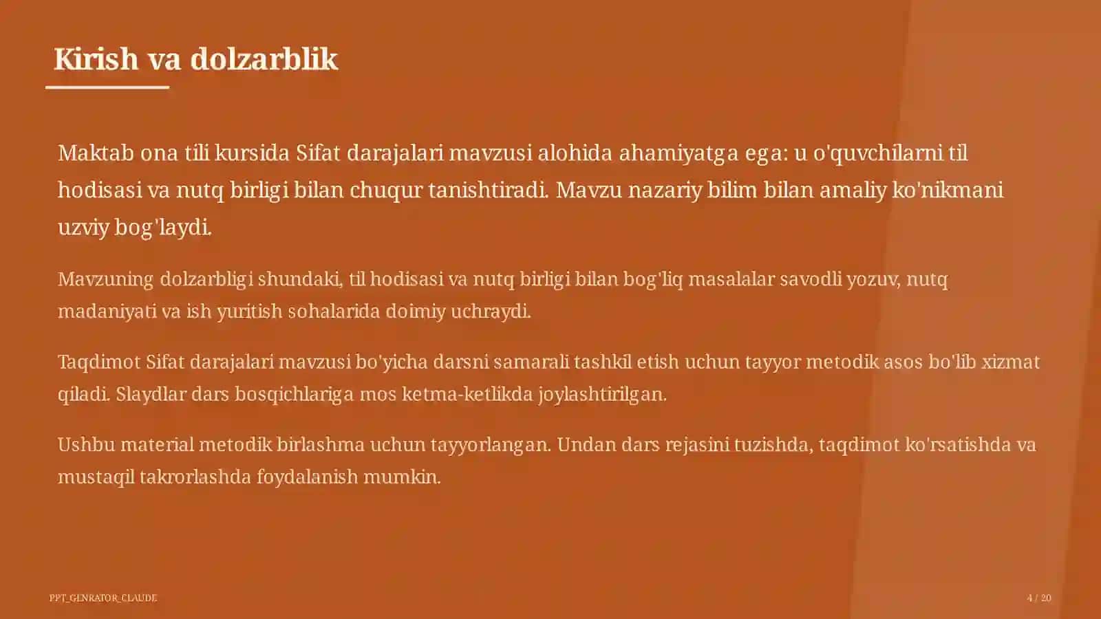 Ona tili (5–11) — metodik birlashma uchun 4