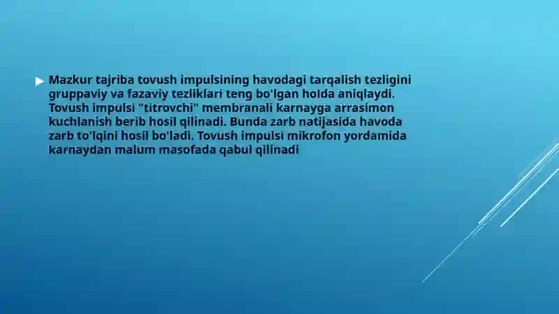 Tovushning to’lqin uzunligini va havoda tarqalish tezligini turg’un to’lqin usulida aniqlash 4