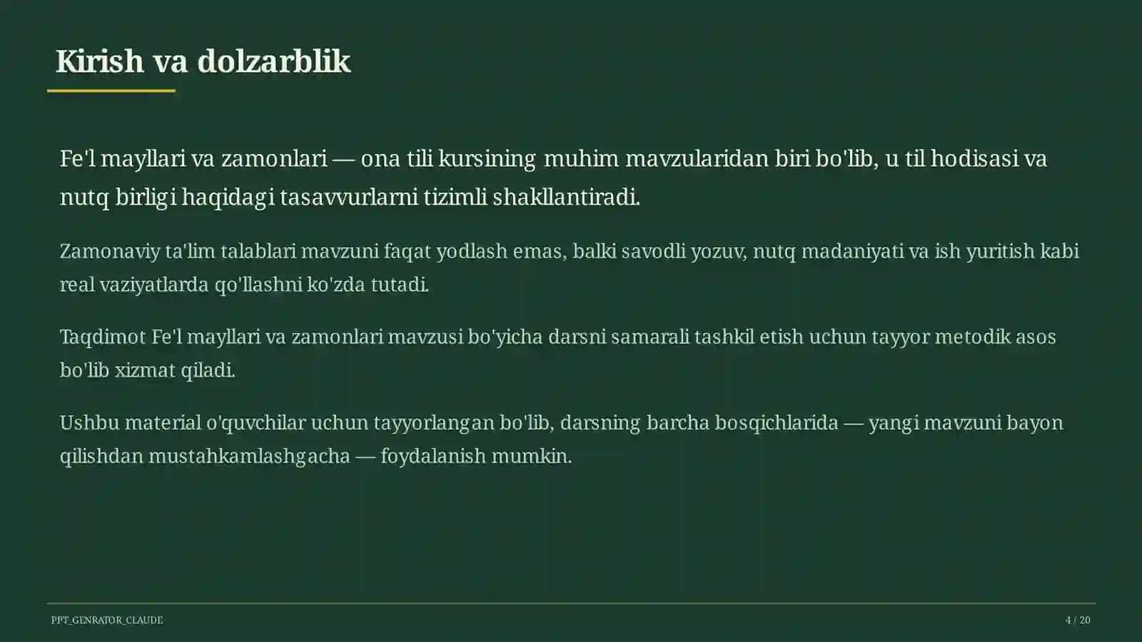 Fe'l mayllari va zamonlari (7-sinf) 4