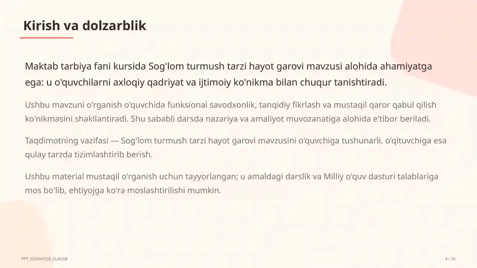 Sog'lom turmush tarzi hayot garovi (7-sinf) 4