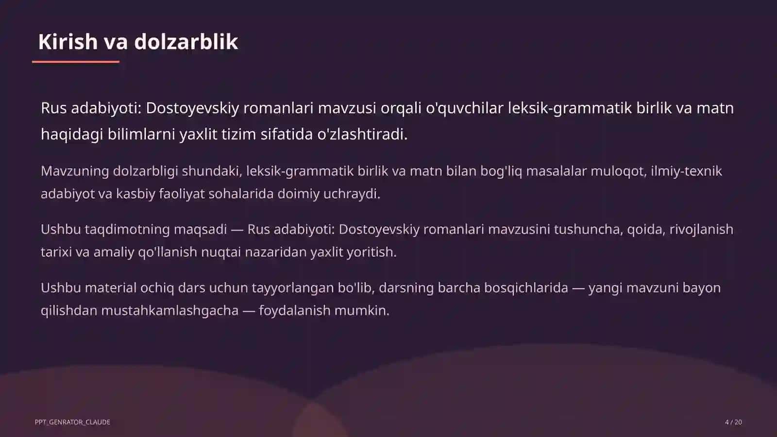 Rus adabiyoti: Dostoyevskiy romanlari (11-sinf) 4