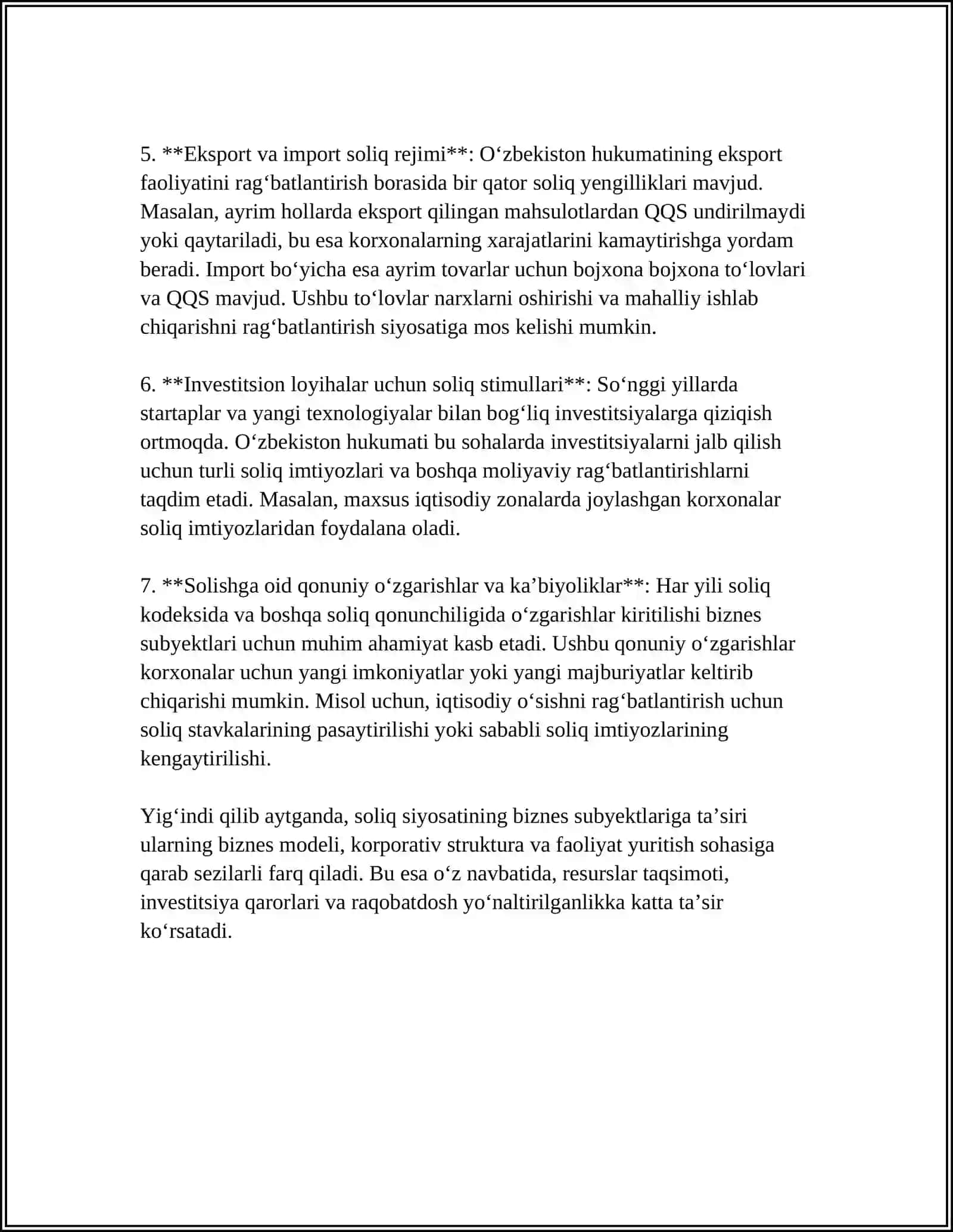 BIZNES SUBYEKTLARI FAOLIYATIGA SOLIQLAR ORQALI TASIR ETISH 4