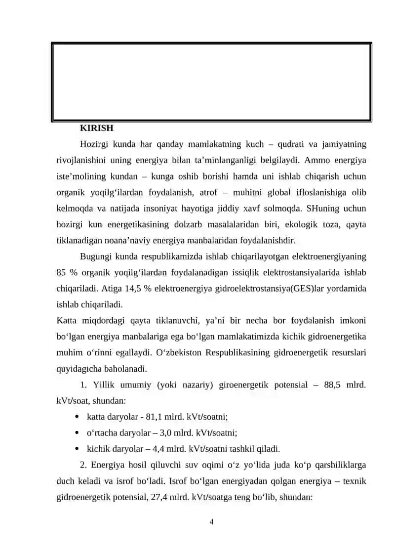 Qibray – 11 KGES inshootlarining qisqacha texnik xarakteristikalari 4