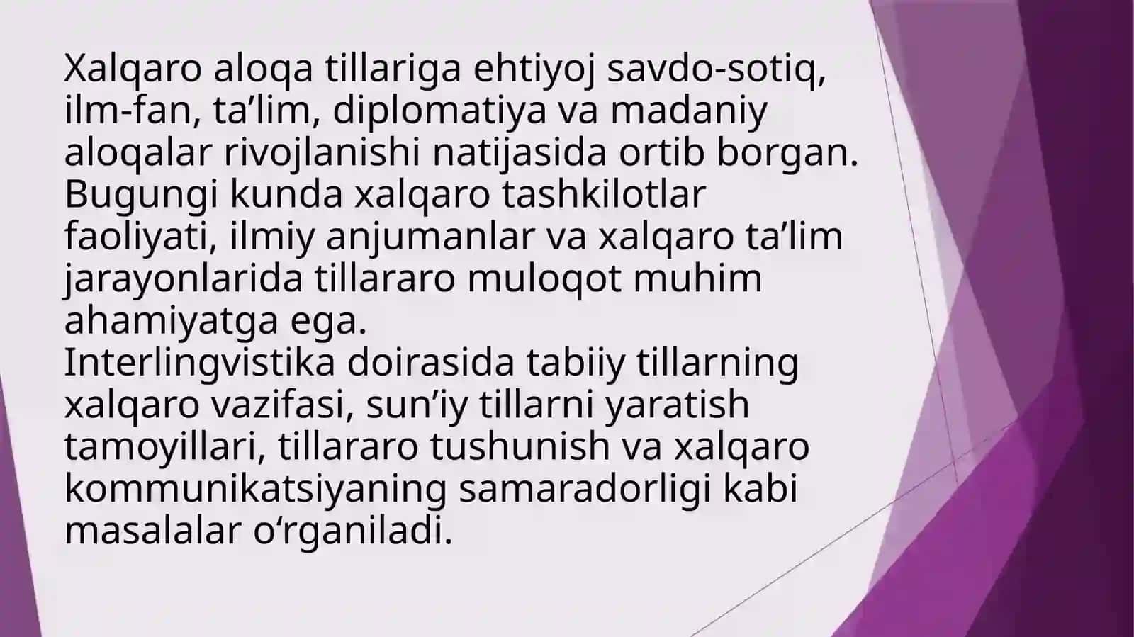 Interlingvistika. Xalqaro tabiiy va xalqaro sun’iy tillar 4