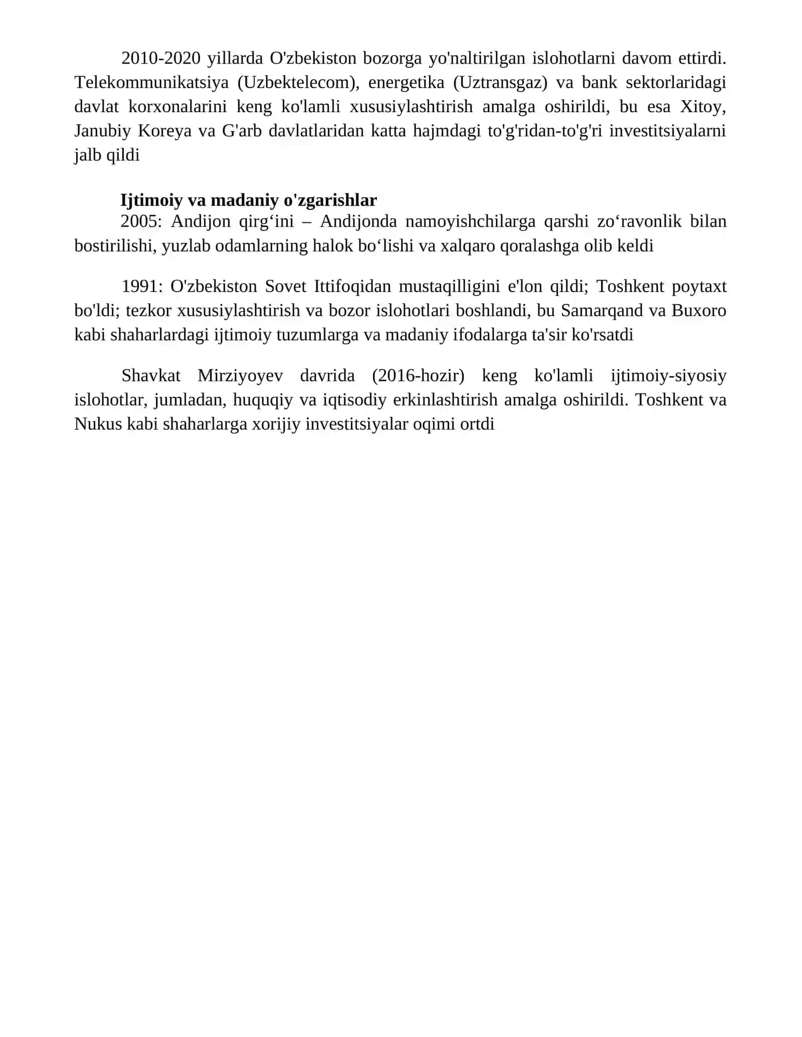 Oʻzbekistoning eng yangi tarixi oʻquv fanining pridmeti:mavzusidan 20 xronolgogik lugʻat 4
