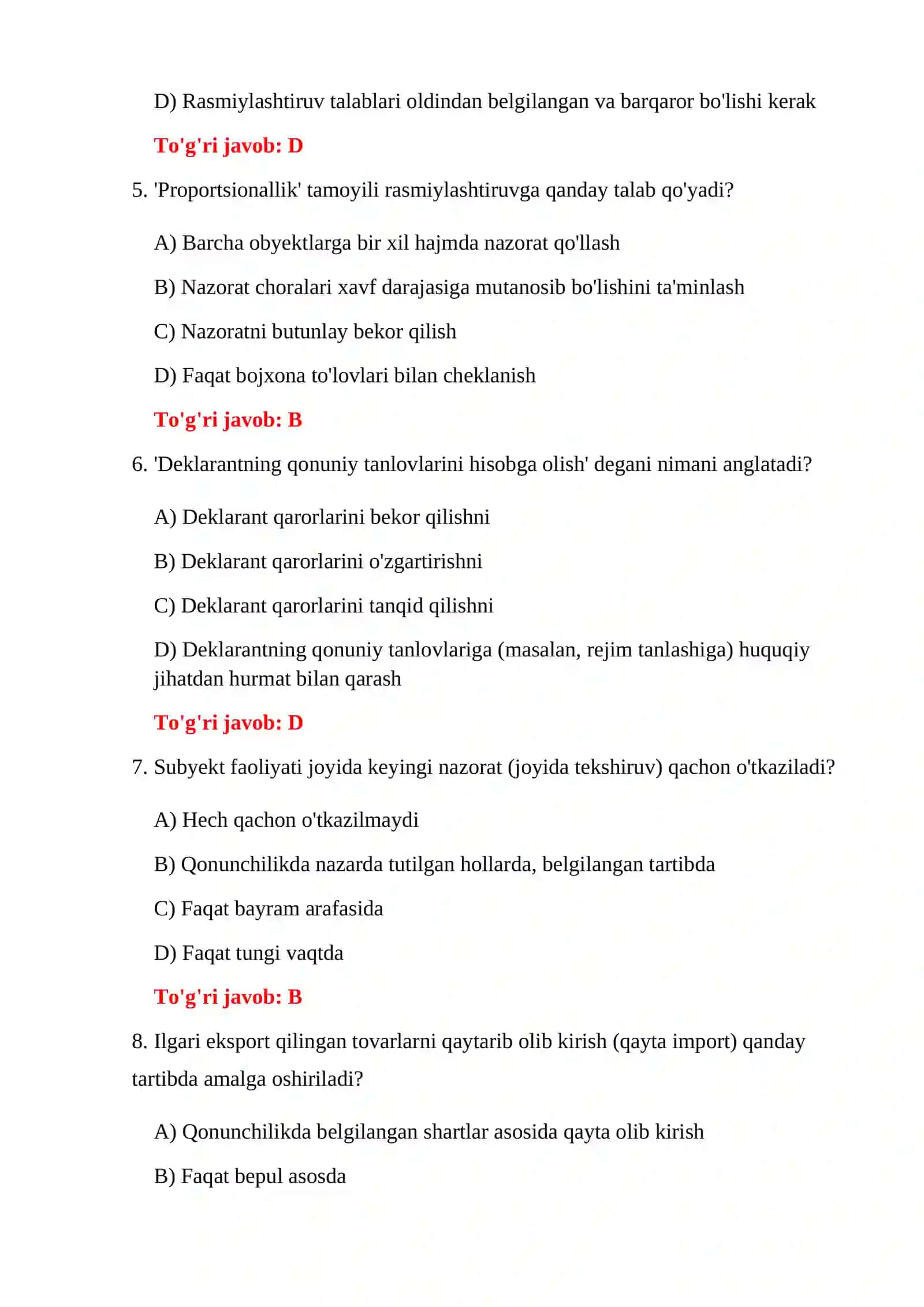 BOJXONA RASMIYLASHTIRUVI 300 TA TEST 4