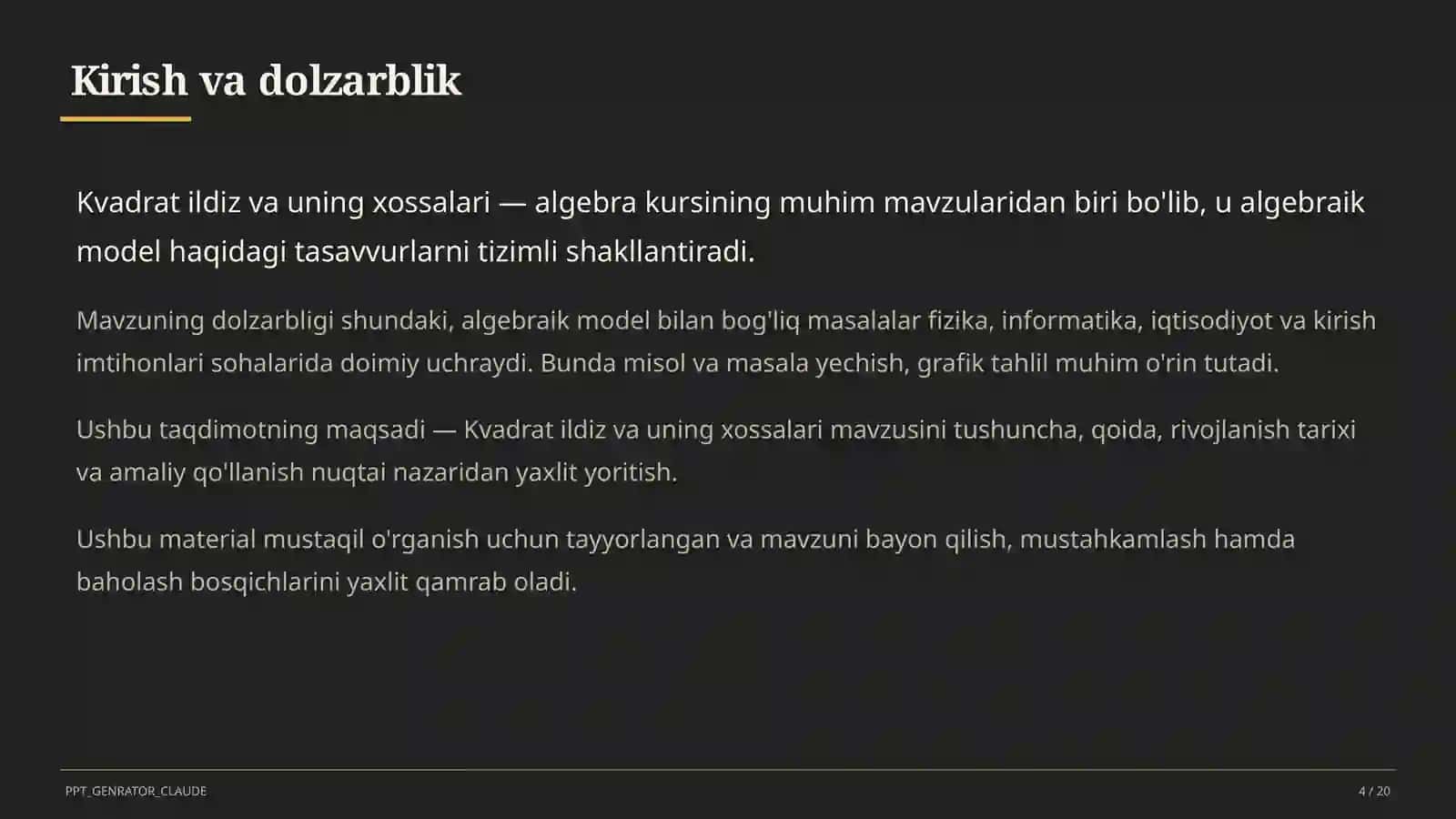 Kvadrat ildiz va uning xossalari (8-sinf) 4