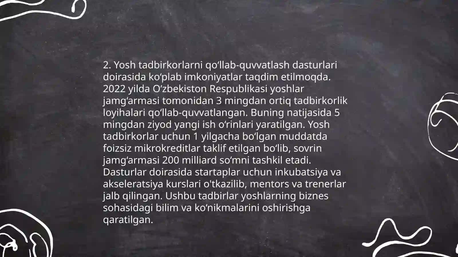 Yoshlarni tashabbuslarni qo’lgan quvvatlash va ularga komaklashish 4