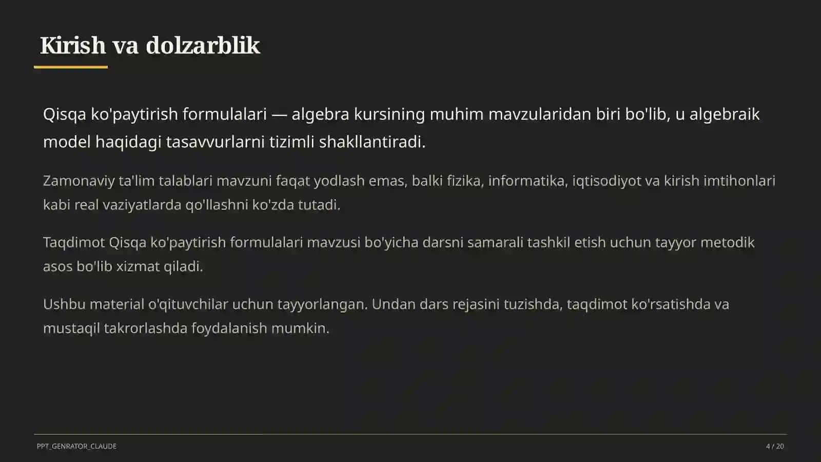 Qisqa ko'paytirish formulalari (7-sinf) 4