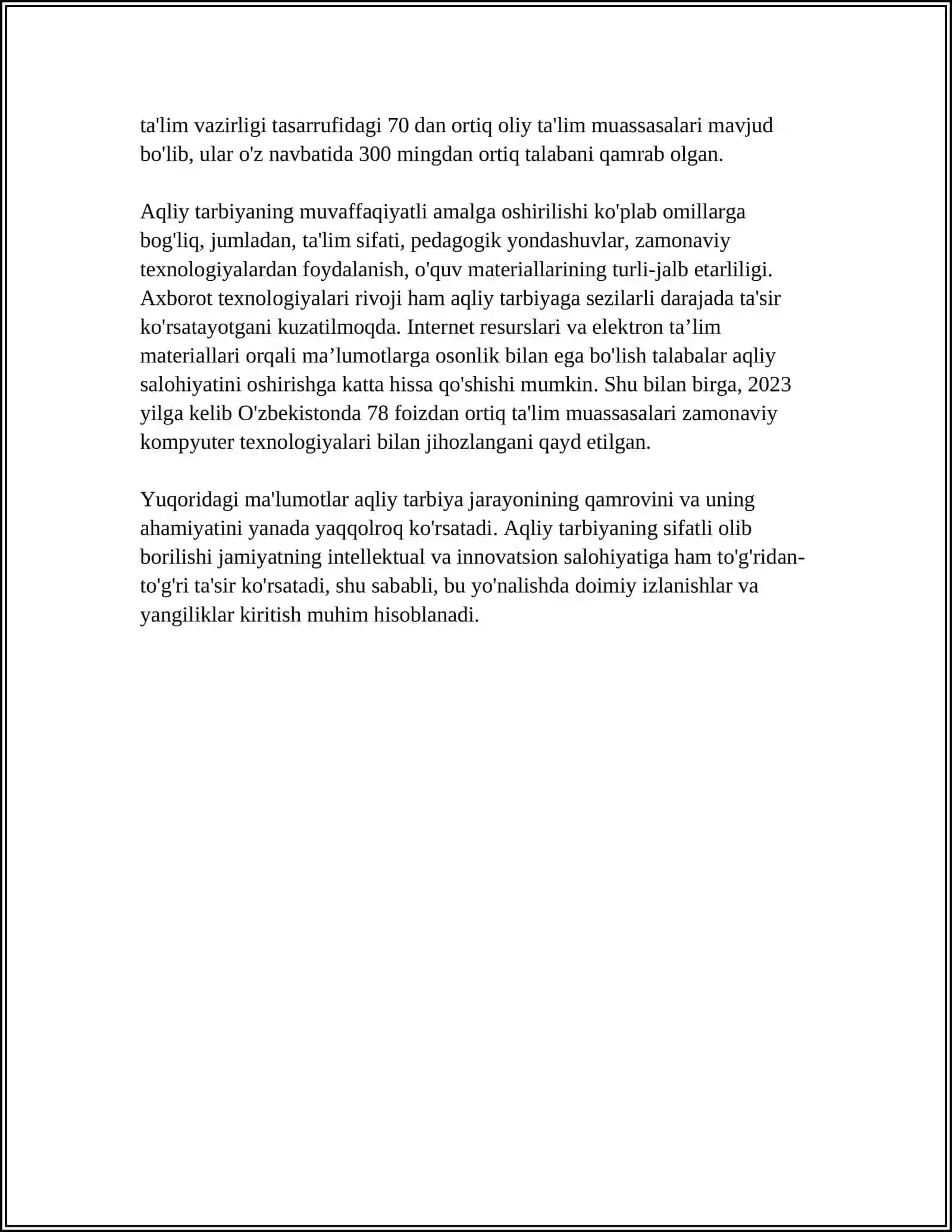 ÒQUVCHILARNING AQLIY TARBIYASI. FUQAROLIK TARBIYASI 4