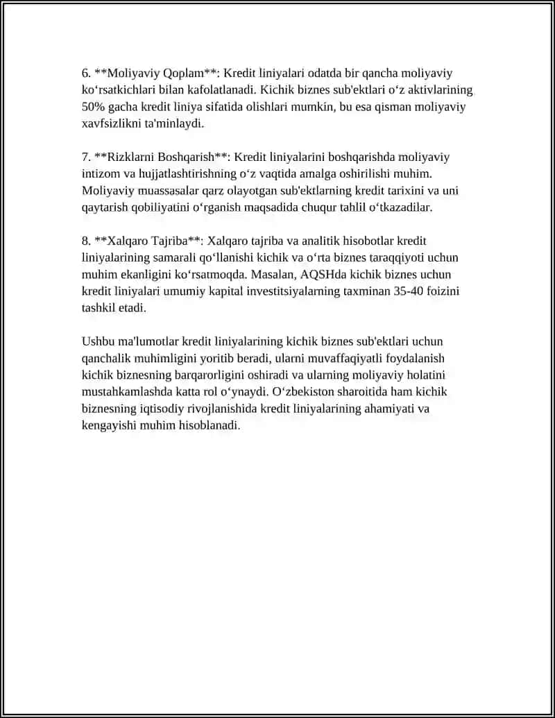 KICHIK BIZNESSNI MOLIYALASHTIRISH IMKONIYATLARI 4
