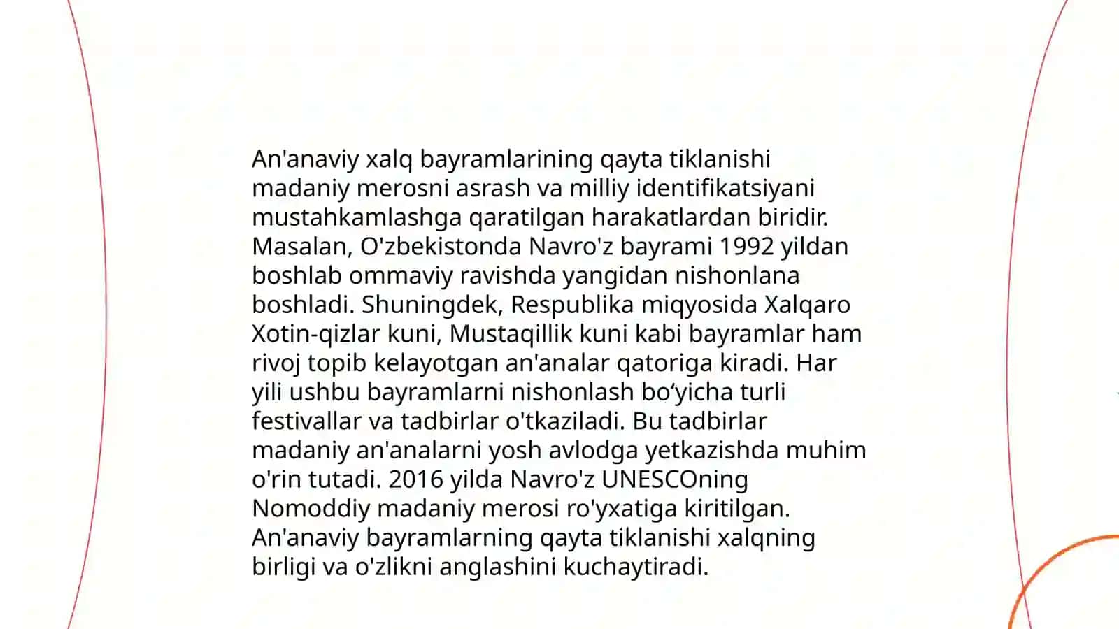 Mustaqillik yillarida milliy urif-odatlar va an'anlarga qayta tiklanishi 4