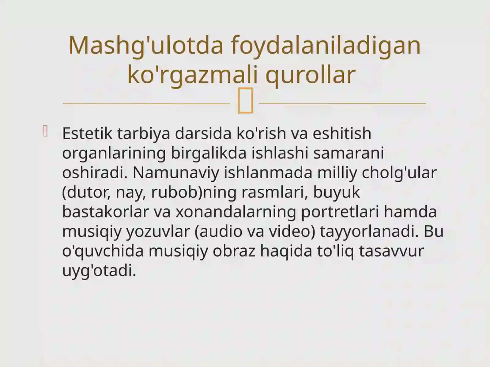 Milliy Musiqa Asosida Estetik Tarbiya Mashg'ulotining Namunaviy Ishlanmasi 4